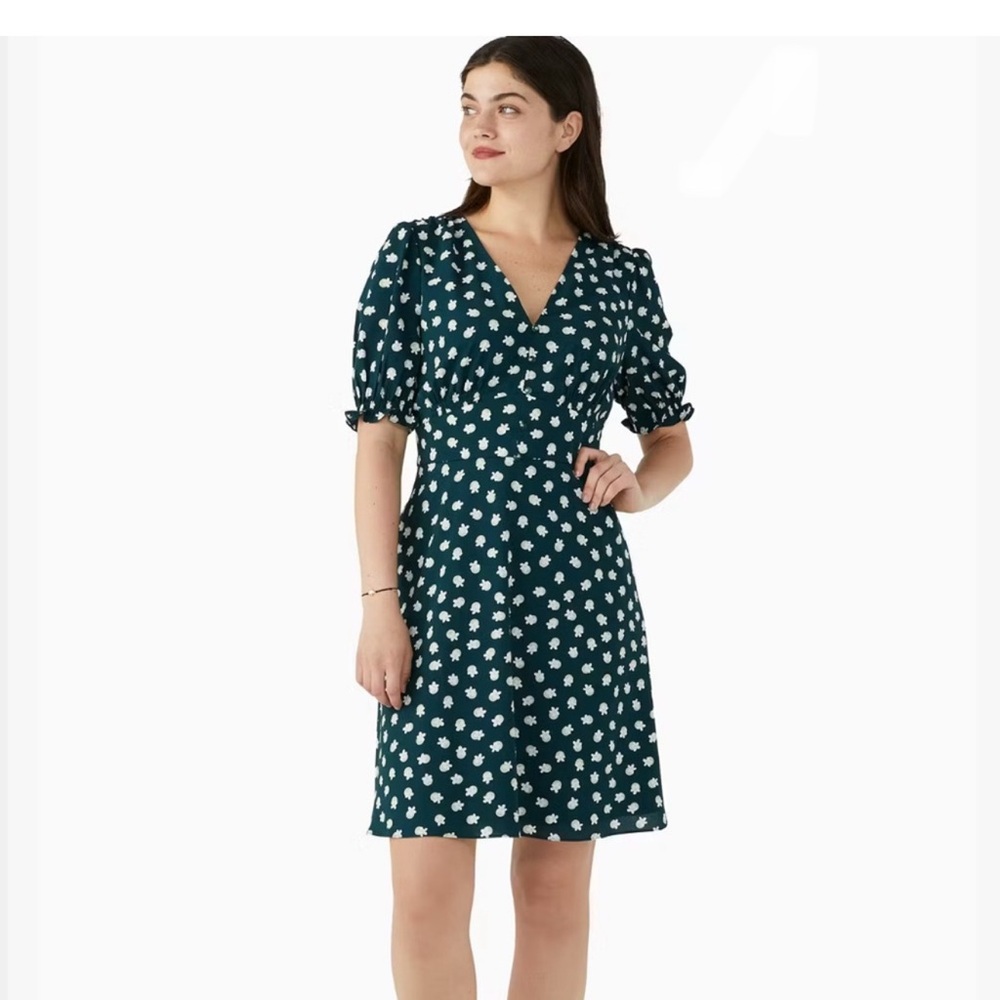 KATE SPADE Dark Green Dress White Floral Design!